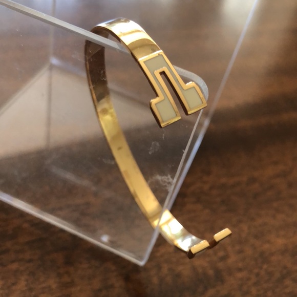 Vintage HTF Tory Burch open bangle enamel T tip cuff bracelet - Picture 8 of 16